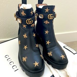 🛍 Gucci Miro Soft Bee Embroidered Bootie